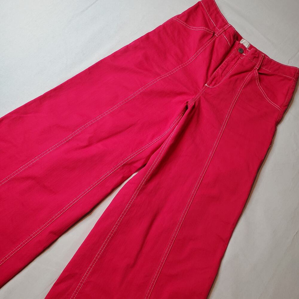 Maeve Anthropologie Women's Size 30 Seamed High-Rise Wide-Leg Jeans Pink